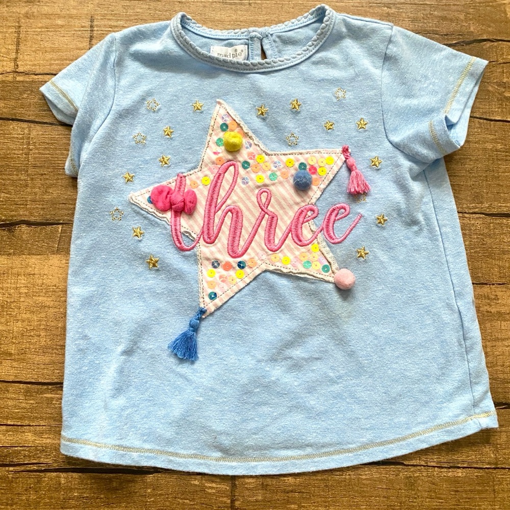 Children's Blue Star Tee with Embellishments